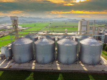 Panoramic shot of agricultural field against sky