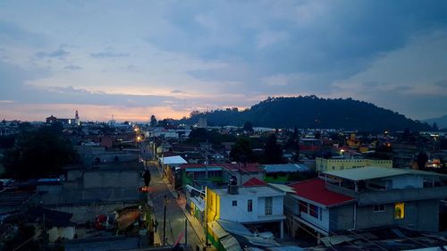 High angle view of townscape against sky