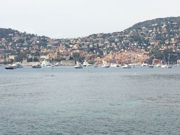 View of cityscape against clear sky