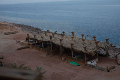 High angle view of beach against sky