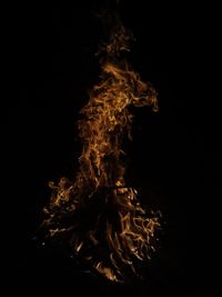 Close-up of bonfire against black background