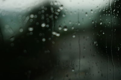 Full frame shot of raindrops on glass window