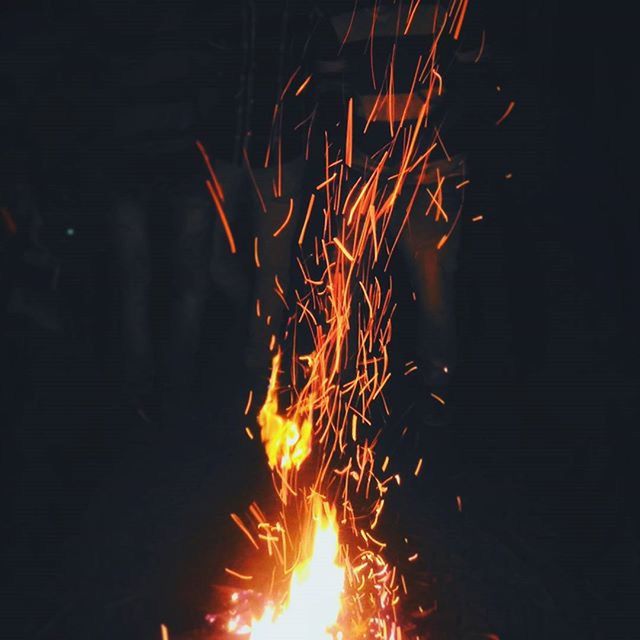 night, fire - natural phenomenon, burning, flame, illuminated, heat - temperature, glowing, long exposure, fire, bonfire, motion, dark, firewood, sparks, light - natural phenomenon, campfire, celebration, orange color, firework display, heat