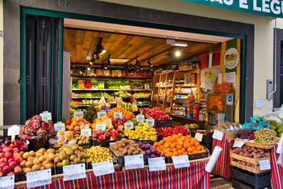 Fruits for sale at market stall