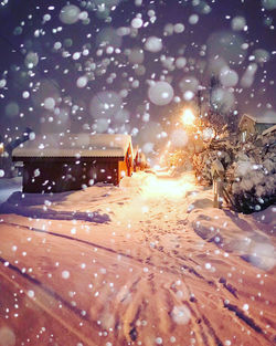 Wet road during winter