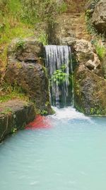 Scenic view of waterfall