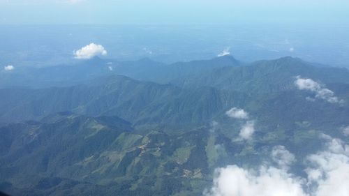 High angle view of mountains against sky