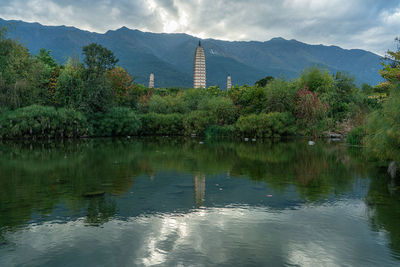 Scenic view of lake against sky