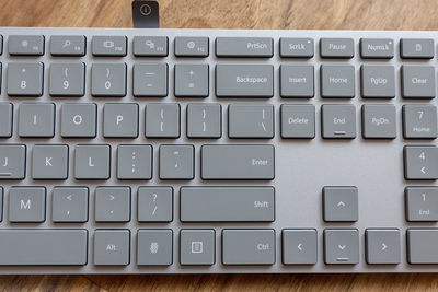 Close-up of computer keyboard on table