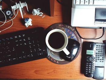 Close-up of coffee cup on table