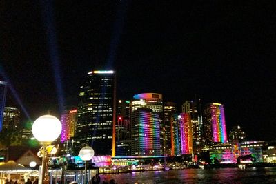 City lit up at night