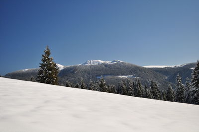 Snow covered landscape against sky