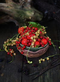 Close-up of strawberries on table