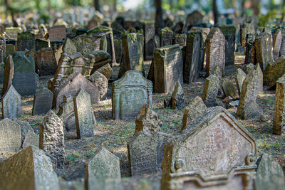 View of cross in cemetery