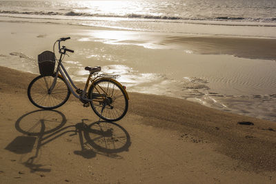 Bicycle parked on thap sakae beach prachuap khiri khan, thailand