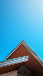 Low angle view of building against clear blue sky