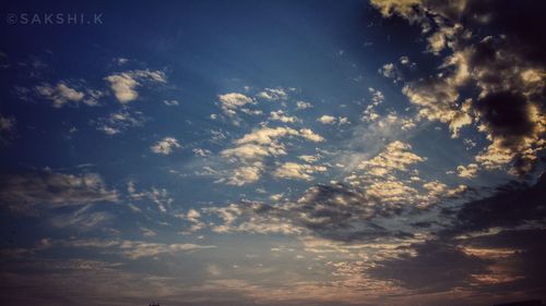 Low angle view of sky at sunset