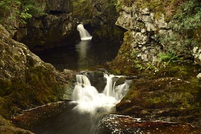Scenic view of waterfall