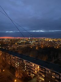 Illuminated city view from 50 meters