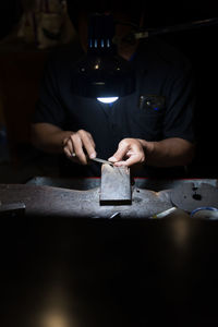 Man working on table