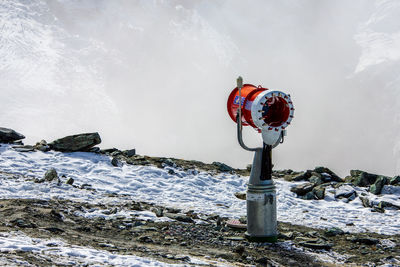 Close-up of a snowblower, alps