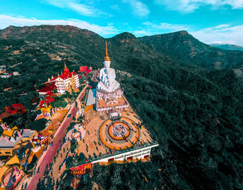 High angle view of townscape against sky