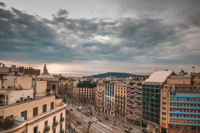 High angle view of cityscape against sky