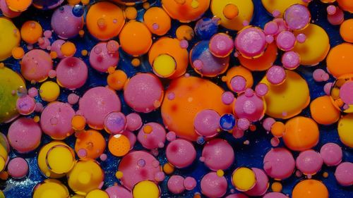 Full frame shot of multi colored bubbles