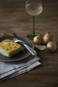 Close-up of bread in plate on table