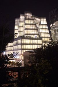 Low angle view of building at night