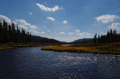 Scenic view of lake against sky