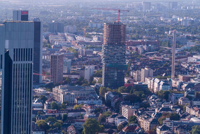 High angle view of buildings in city