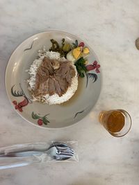 High angle view of food on table