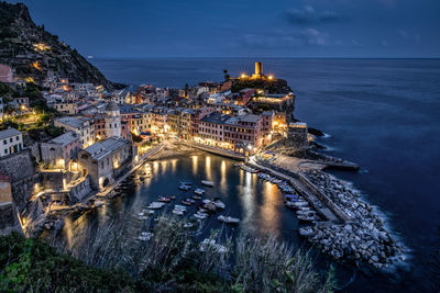 High angle view of city at waterfront