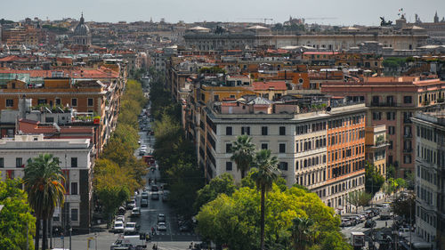 High angle view of cityscape against sky