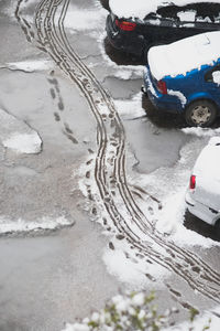 Cars on road during winter