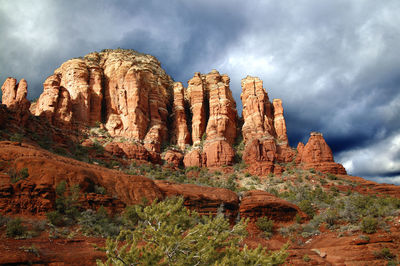 Panoramic view of rock formations against sky