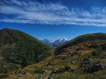 Scenic view of mountains against sky