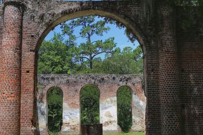 Arch window in old building
