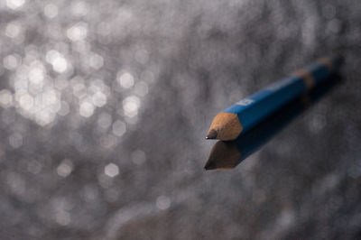 Close-up of colored pencils on table