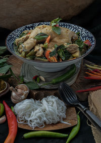 High angle view of food on table