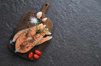 High angle view of fruits on table