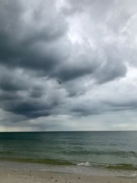 Scenic view of sea against cloudy sky
