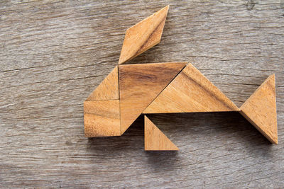 Directly above shot of wooden blocks on table