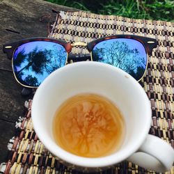 Close-up of coffee cup on table