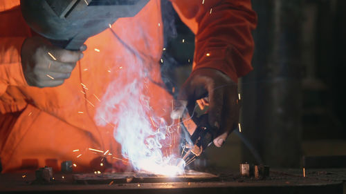 Man working with fire hydrant