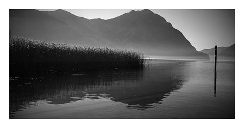 Scenic view of lake and mountains