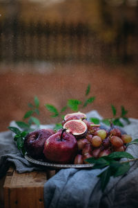 Close-up of strawberries on table