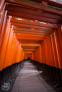 Narrow walkway along walls