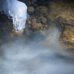 Close-up of frozen water